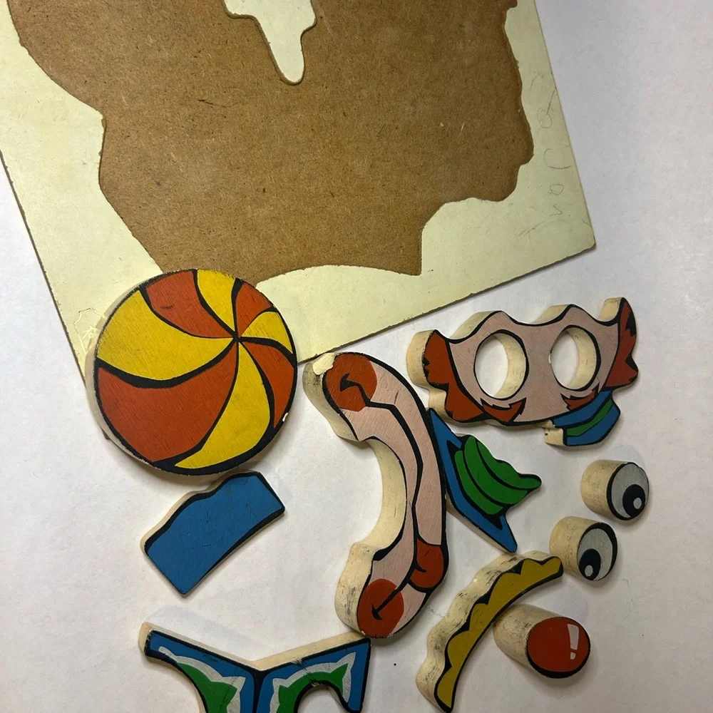 Vintage Rainbow Crafts wooden 3D frame tray jigsaw puzzle preschool Jack in‎ Box